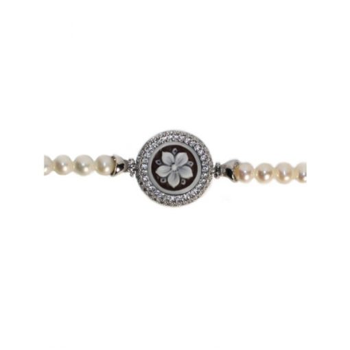 Bracciale in argento con cammeo "fiore" e perle